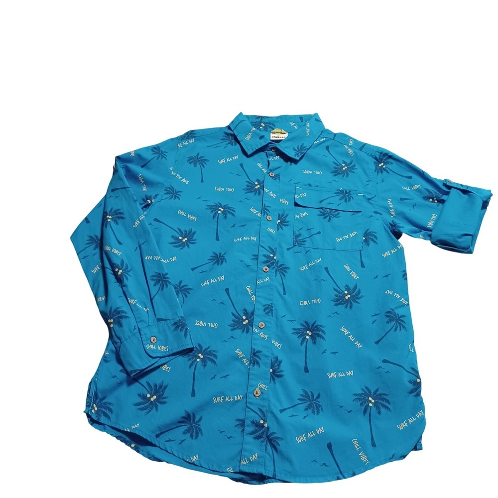 Epic Threads Boys XL Blue Palm Tree Surf All Day Button Down Shirt 100158773BO